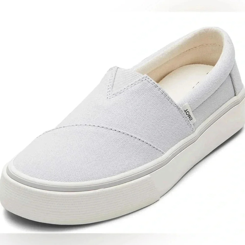 TOMS Alpargata Fenix Slip-On Grey Washed Casual Canvas Sneakers Women's 6.5 NEW
